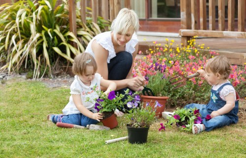 Sustainable garden with native plants and efficient irrigation